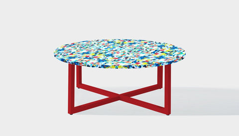 reddie-raw round side table 90dia x 35H *cm / Recycled bottle tops~freckles / Metal~Red Suzy Coffee Table Round- Recycled Bottle Tops