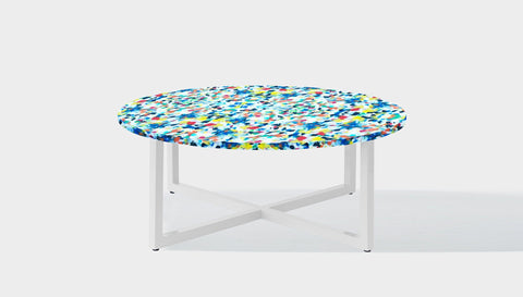 reddie-raw round side table 90dia x 35H *cm / Recycled bottle tops~freckles / Metal~White Suzy Coffee Table Round- Recycled Bottle Tops