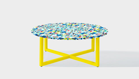 reddie-raw round side table 90dia x 35H *cm / Recycled bottle tops~freckles / Metal~Yellow Suzy Coffee Table Round- Recycled Bottle Tops
