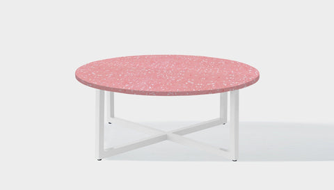 reddie-raw round side table 90dia x 35H *cm / Recycled bottle tops~Peach / Metal~White Suzy Coffee Table Round- Recycled Bottle Tops