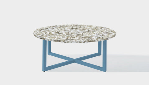 reddie-raw round side table 90dia x 35H *cm / Recycled bottle tops~Pearl / Metal~Blue Suzy Coffee Table Round- Recycled Bottle Tops