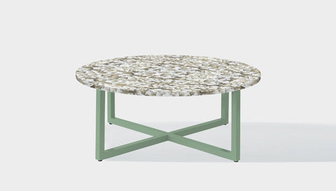 reddie-raw round side table 90dia x 35H *cm / Recycled bottle tops~Pearl / Metal~Mint Suzy Coffee Table Round- Recycled Bottle Tops