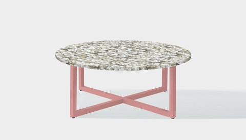reddie-raw round side table 90dia x 35H *cm / Recycled bottle tops~Pearl / Metal~Pink Suzy Coffee Table Round- Recycled Bottle Tops