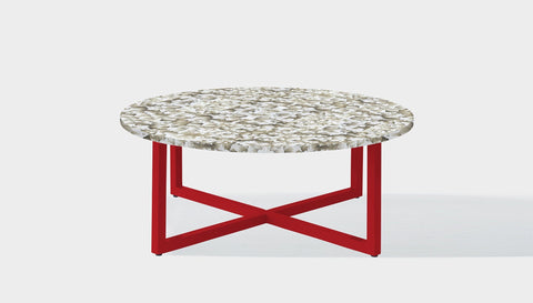 reddie-raw round side table 90dia x 35H *cm / Recycled bottle tops~Pearl / Metal~Red Suzy Coffee Table Round- Recycled Bottle Tops