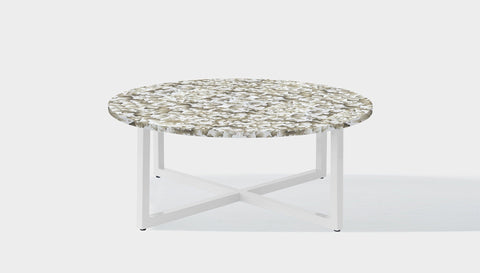 reddie-raw round side table 90dia x 35H *cm / Recycled bottle tops~Pearl / Metal~White Suzy Coffee Table Round- Recycled Bottle Tops