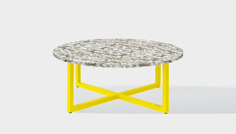 reddie-raw round side table 90dia x 35H *cm / Recycled bottle tops~Pearl / Metal~Yellow Suzy Coffee Table Round- Recycled Bottle Tops