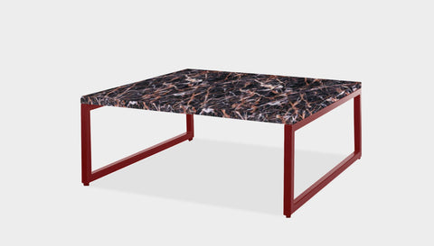 reddie-raw square coffee table 90 x 90 x 35H *cm / Stone~Black Veined Marble / Metal~Rust Suzy Coffee Table Square