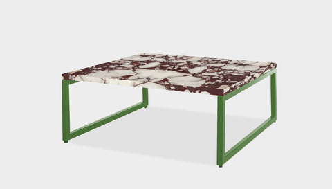 reddie-raw square coffee table 90 x 90 x 35H *cm / Stone~Calacatta Viola / Metal~Green Suzy Coffee Table Square