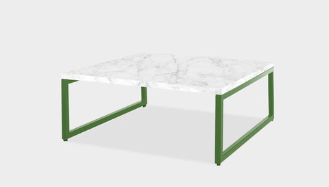 reddie-raw square coffee table 90 x 90 x 35H *cm / Stone~White Veined Marble / Metal~Green Suzy Coffee Table Square