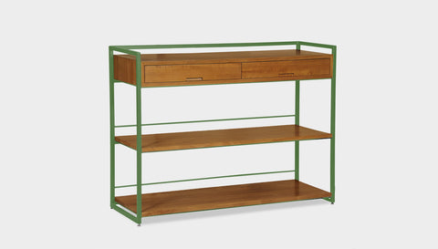 reddie-raw shelf 120W x 40D x 90H *cm / Solid Reclaimed Wood~Natural / Metal~Green Suzy Console Unit