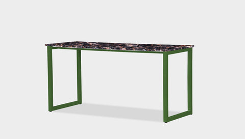 reddie-raw desk 150L x 60D x 75H *cm / Stone~Black Veined Marble / Metal~Green Suzy Desk