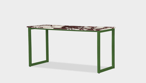 reddie-raw desk 150L x 60D x 75H *cm / Stone~Calacatta Viola / Metal~Green Suzy Desk