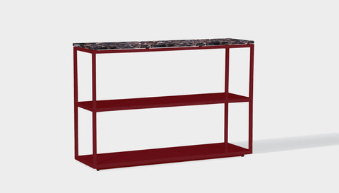 reddie-raw shelf 120W x 35D x 80H *cm / Stone~Black Veined Marble / Metal~Rust Suzy Shelf / Bookcase