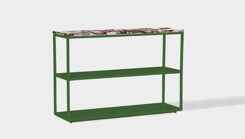 reddie-raw shelf 120W x 35D x 80H *cm / Stone~Calacatta Viola / Metal~Green Suzy Shelf / Bookcase