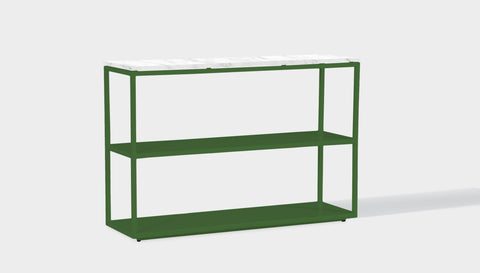 reddie-raw shelf 120W x 35D x 80H *cm / Stone~White-Veined-Marble / Metal~Green Suzy Shelf / Bookcase