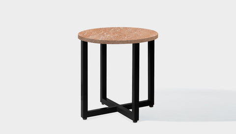 reddie-raw round side table 45dia x 45H *cm / Stone~Peach Marble / Metal~Black Suzy Side Table Round