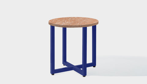 reddie-raw round side table 45dia x 45H *cm / Stone~Peach Marble / Metal~Navy Suzy Side Table Round