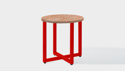 reddie-raw round side table 45dia x 45H *cm / Stone~Peach Marble / Metal~Red Suzy Side Table Round