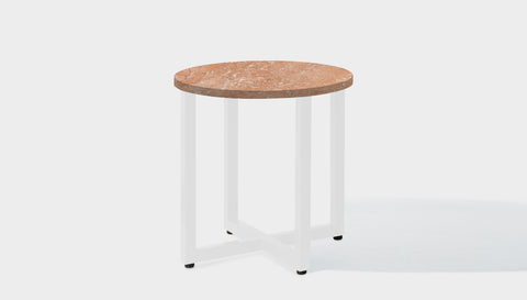 reddie-raw round side table 45dia x 45H *cm / Stone~Peach Marble / Metal~White Suzy Side Table Round