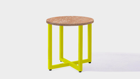 reddie-raw round side table 45dia x 45H *cm / Stone~Peach Marble / Metal~Yellow Suzy Side Table Round