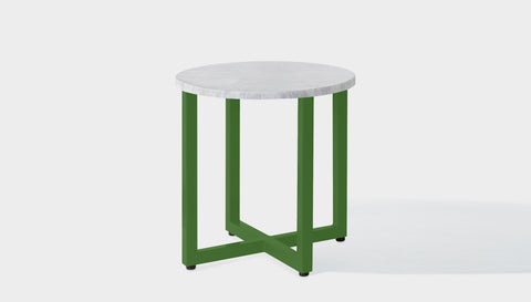 reddie-raw round side table 45dia x 45H *cm / Stone~White Veined Marble / Metal~Green Suzy Side Table Round