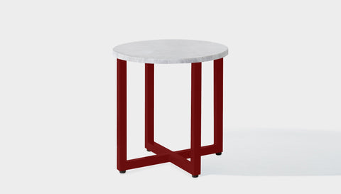 reddie-raw round side table 45dia x 45H *cm / Stone~White Veined Marble / Metal~Rust Suzy Side Table Round