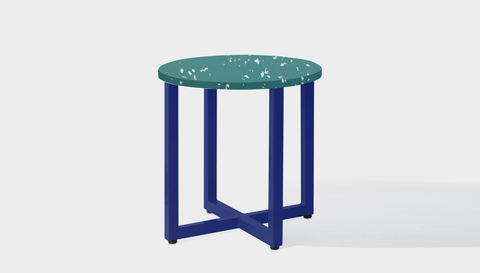 reddie-raw round side table 45dia x 45H *cm / Recycled bottle tops~Forest / Metal~Navy Suzy Side Table Round- Recycled Bottle Tops