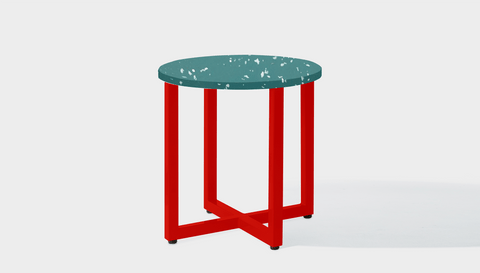 reddie-raw round side table 45dia x 45H *cm / Recycled bottle tops~Forest / Metal~Red Suzy Side Table Round- Recycled Bottle Tops