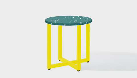 reddie-raw round side table 45dia x 45H *cm / Recycled bottle tops~Forest / Metal~Yellow Suzy Side Table Round- Recycled Bottle Tops