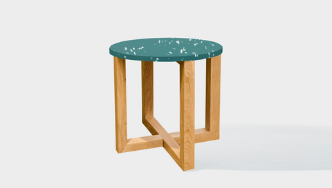 reddie-raw round side table 45dia x 45H *cm / Recycled bottle tops~Forest / Wood~Teak Oak Suzy Side Table Round- Recycled Bottle Tops