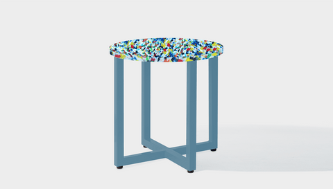 reddie-raw round side table 45dia x 45H *cm / Recycled bottle tops~freckles / Metal~Blue Suzy Side Table Round- Recycled Bottle Tops