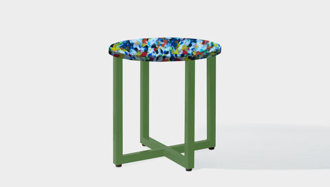 reddie-raw round side table 45dia x 45H *cm / Recycled bottle tops~freckles / Metal~Green Suzy Side Table Round- Recycled Bottle Tops