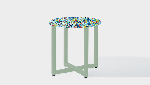 reddie-raw round side table 45dia x 45H *cm / Recycled bottle tops~freckles / Metal~Mint Suzy Side Table Round- Recycled Bottle Tops
