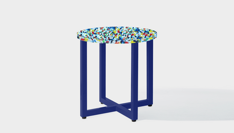 reddie-raw round side table 45dia x 45H *cm / Recycled bottle tops~freckles / Metal~Navy Suzy Side Table Round- Recycled Bottle Tops