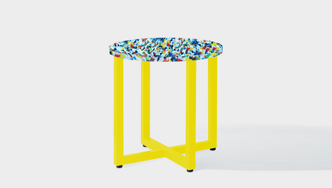 reddie-raw round side table 45dia x 45H *cm / Recycled bottle tops~freckles / Metal~Yellow Suzy Side Table Round- Recycled Bottle Tops