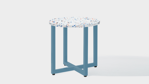 reddie-raw round side table 45dia x 45H *cm / Recycled bottle tops~Palette blue and pink / Metal~Blue Suzy Side Table Round- Recycled Bottle Tops
