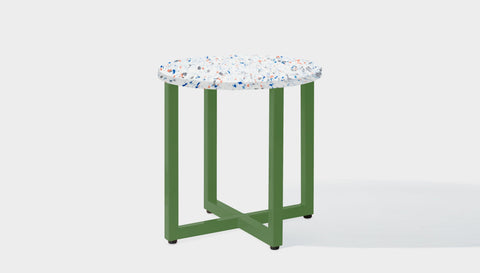 reddie-raw round side table 45dia x 45H *cm / Recycled bottle tops~Palette blue and pink / Metal~Green Suzy Side Table Round- Recycled Bottle Tops