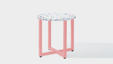 reddie-raw round side table 45dia x 45H *cm / Recycled bottle tops~Palette blue and pink / Metal~Pink Suzy Side Table Round- Recycled Bottle Tops