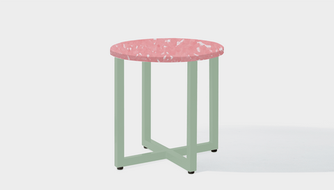 reddie-raw round side table 45dia x 45H *cm / Recycled bottle tops~Peach / Metal~Mint Suzy Side Table Round- Recycled Bottle Tops