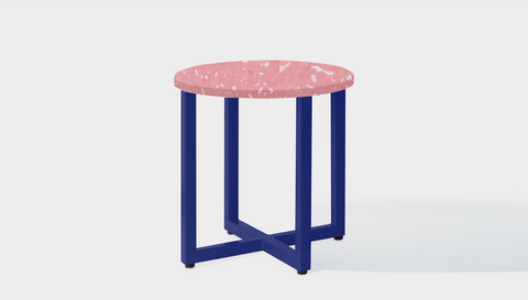 reddie-raw round side table 45dia x 45H *cm / Recycled bottle tops~Peach / Metal~Navy Suzy Side Table Round- Recycled Bottle Tops