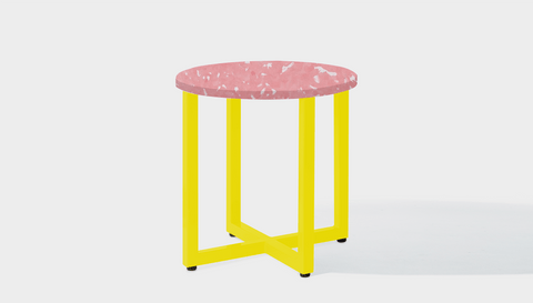 reddie-raw round side table 45dia x 45H *cm / Recycled bottle tops~Peach / Metal~Yellow Suzy Side Table Round- Recycled Bottle Tops