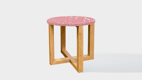 reddie-raw round side table 45dia x 45H *cm / Recycled bottle tops~Peach / Wood~Teak Oak Suzy Side Table Round- Recycled Bottle Tops