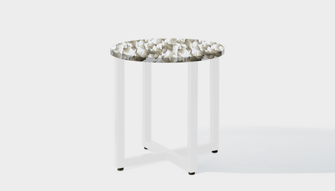 reddie-raw round side table 45dia x 45H *cm / Recycled bottle tops~Pearl / Metal~White Suzy Side Table Round- Recycled Bottle Tops