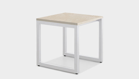 reddie-raw square side table 45W x 45D x 45H *cm / Stone~Beige Marble / Metal~White Suzy Side Table Square