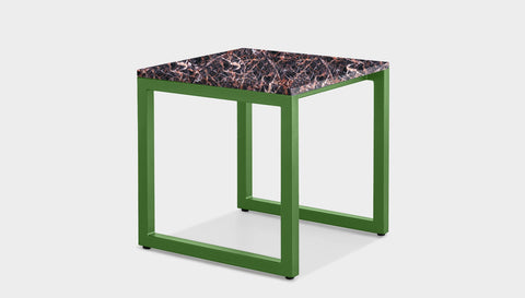 reddie-raw square side table 45W x 45D x 45H *cm / Stone~Black Veined Marble / Metal~Green Suzy Side Table Square