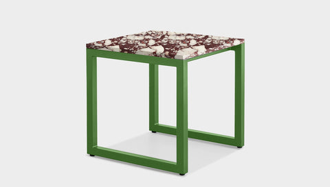 reddie-raw square side table 45W x 45D x 45H *cm / Stone~Calacatta Viola / Metal~Green Suzy Side Table Square