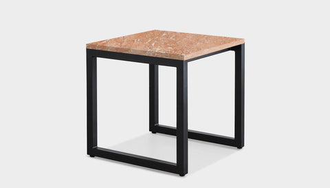 reddie-raw square side table 45W x 45D x 45H *cm / Stone~Peach Marble / Metal~Black Suzy Side Table Square