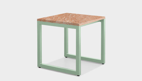 reddie-raw square side table 45W x 45D x 45H *cm / Stone~Peach Marble / Metal~Mint Suzy Side Table Square