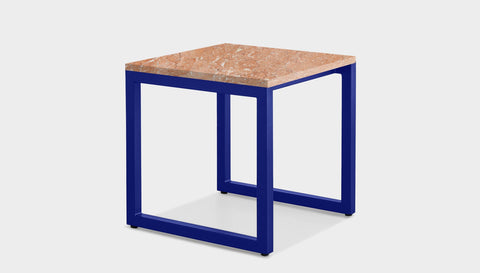 reddie-raw square side table 45W x 45D x 45H *cm / Stone~Peach Marble / Metal~Navy Suzy Side Table Square