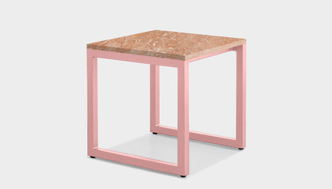 reddie-raw square side table 45W x 45D x 45H *cm / Stone~Peach Marble / Metal~Pink Suzy Side Table Square